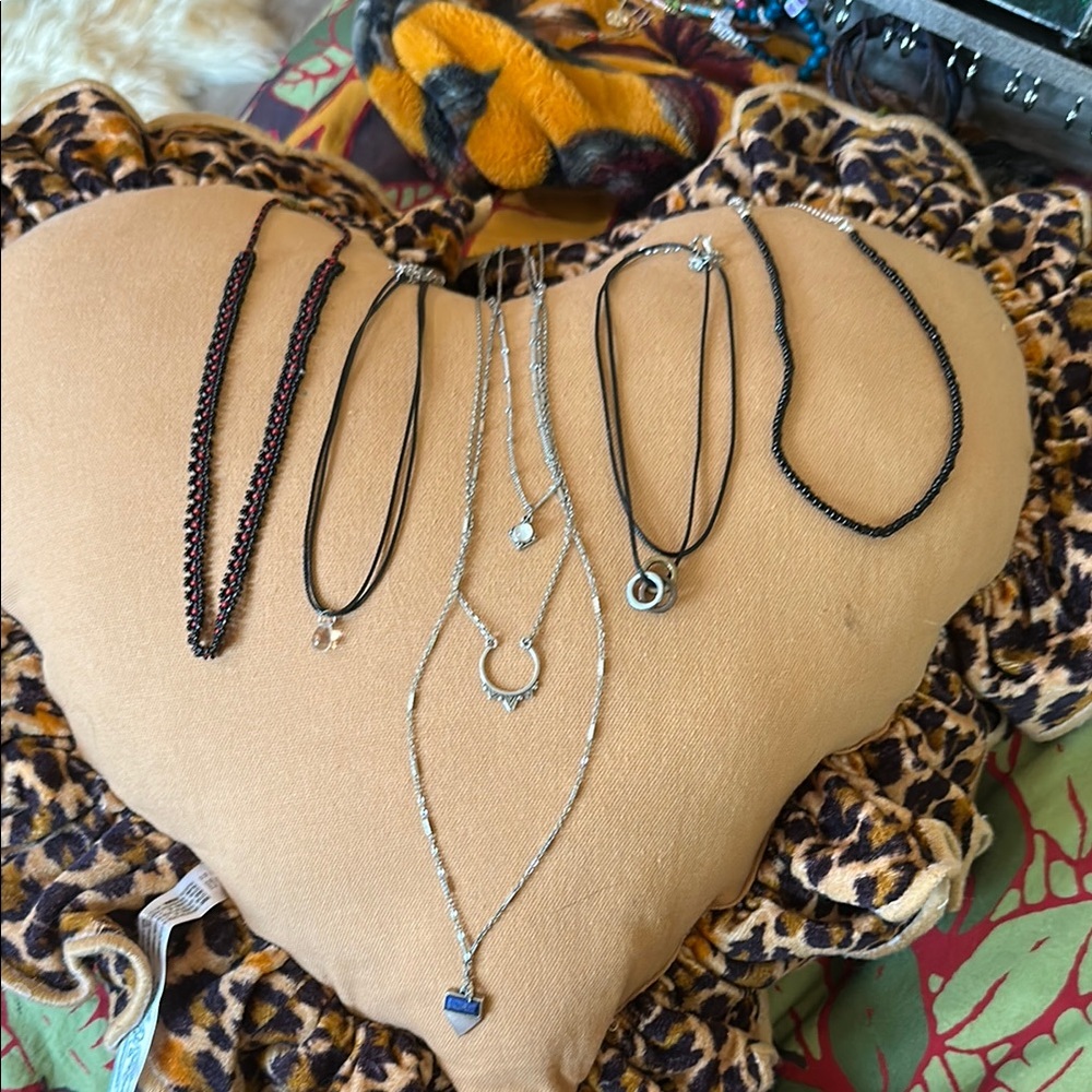3 later Silver and Black choker  Necklace Set